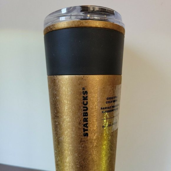 Starbucks | Dining | Starbucks Fall 22 Gold Foil Black Stainless Steel Cold  Brew Tumbler 16oz | Poshmark